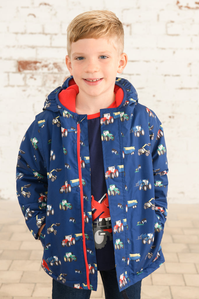 Finlay Boys Coat - Navy Blue Tractor