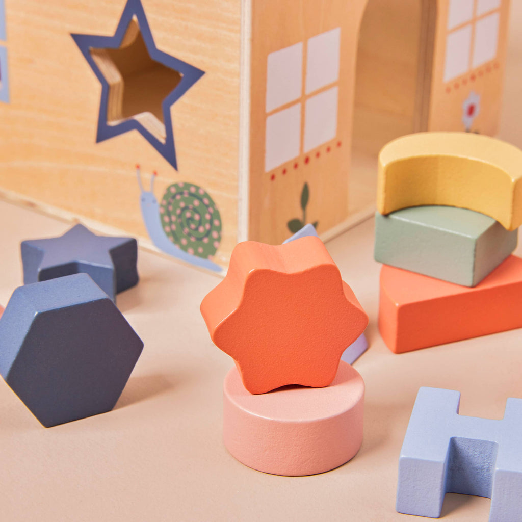 Just Bee Kids Wooden Shape Sorter House Toy (FSC)