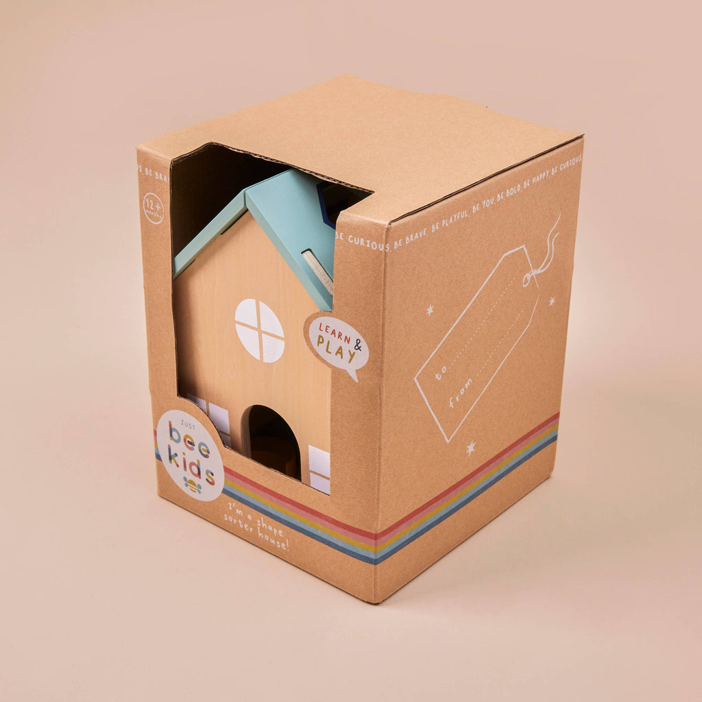 Just Bee Kids Wooden Shape Sorter House Toy (FSC)