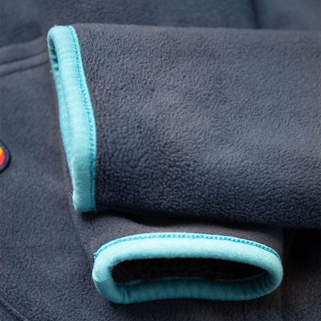 Coral Reversible Snuggle Fleece - Paprika Rainbow Stripe / Indigo