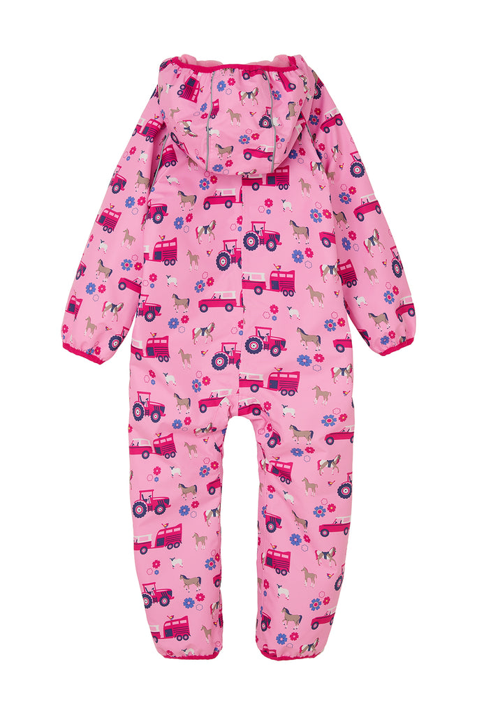 Jude Puddlesuit Girls Blush Pink Farm