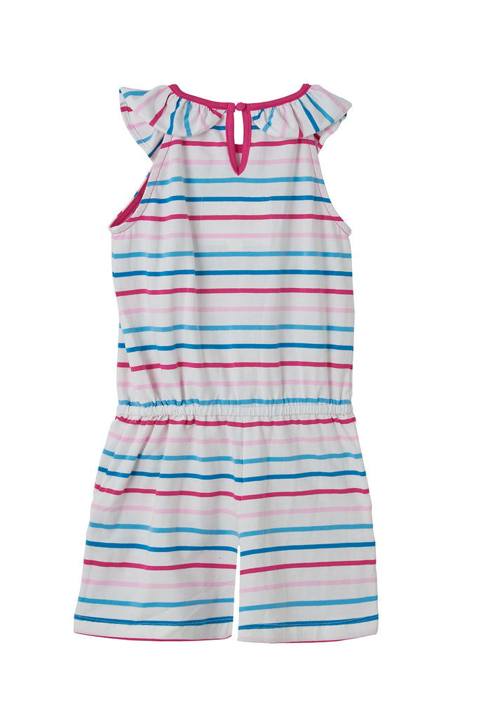 Penelope Playsuit Girls - Teal/Pink Stripe