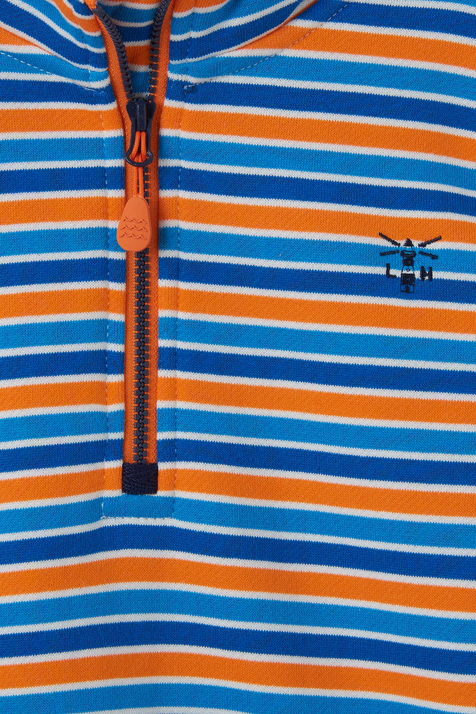 Riley Half Zip Blue Orange Stripe